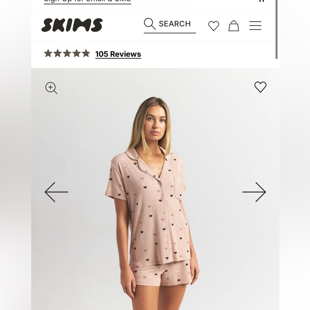 SKIMS Heart-Print Short sleep set size XS